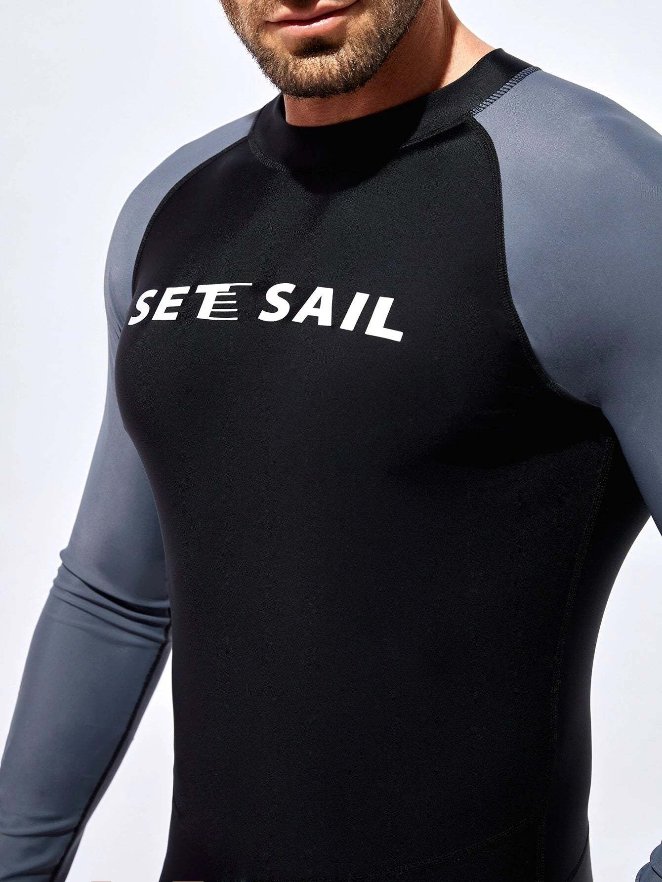 Letter Printed Swimsuit-Waves And Trunks