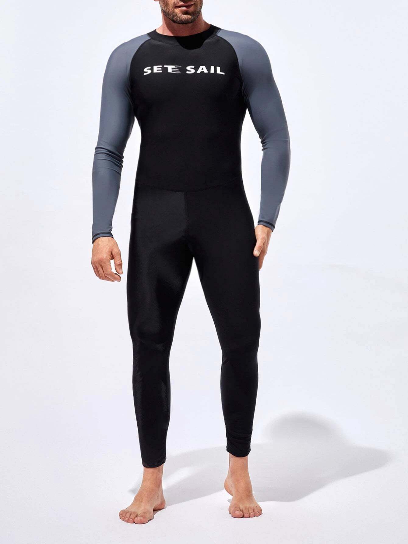 Letter Printed Swimsuit-Waves And Trunks