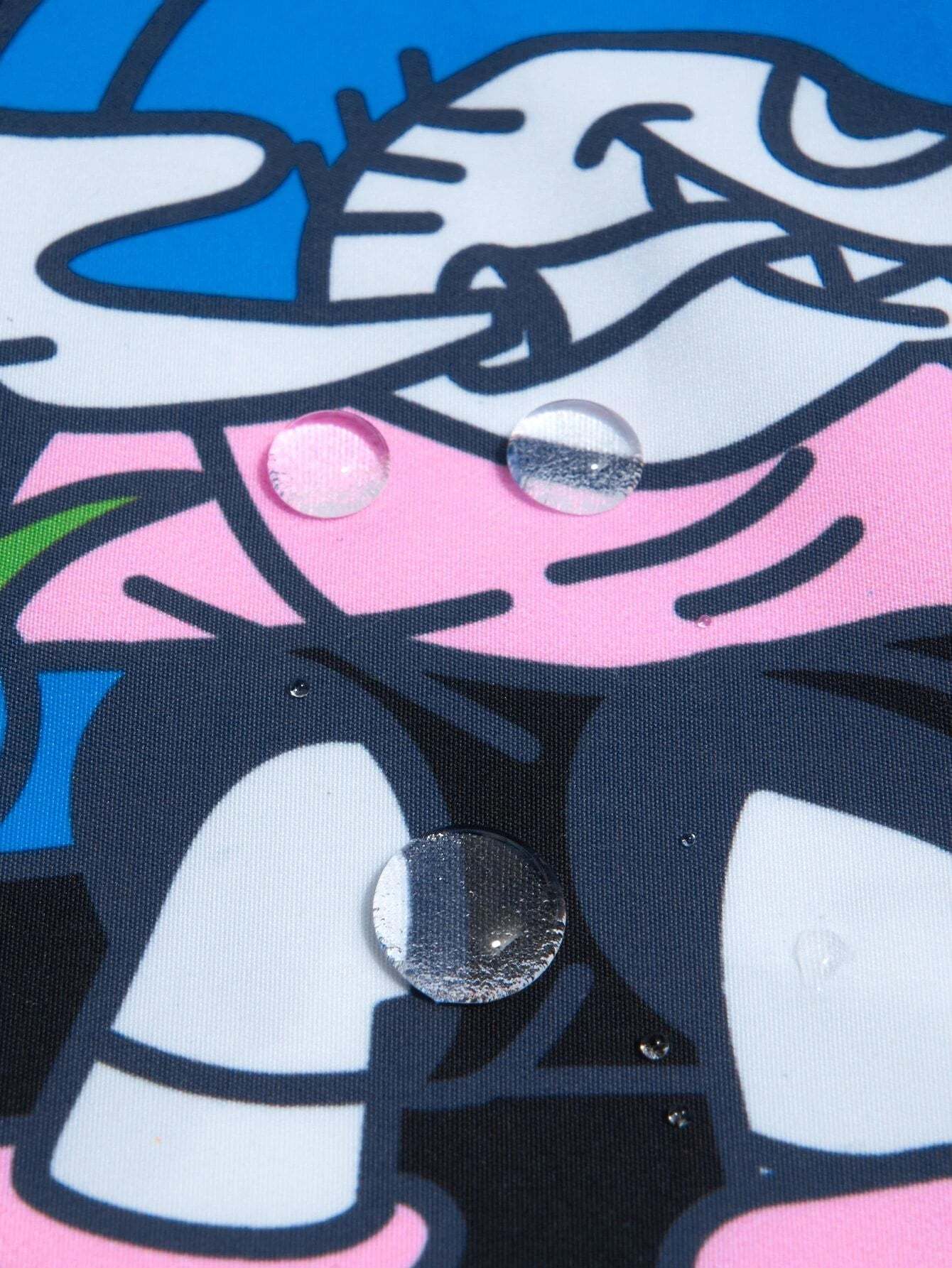 Cartoon And Letter Swim Shorts-Waves And Trunks