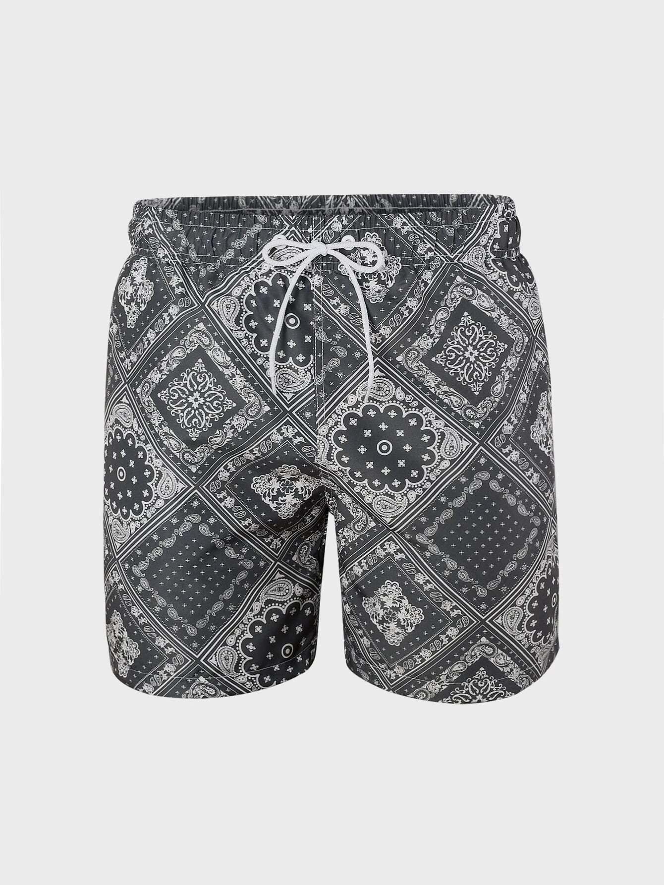 Scarf Print Swim Trunks-Waves And Trunks