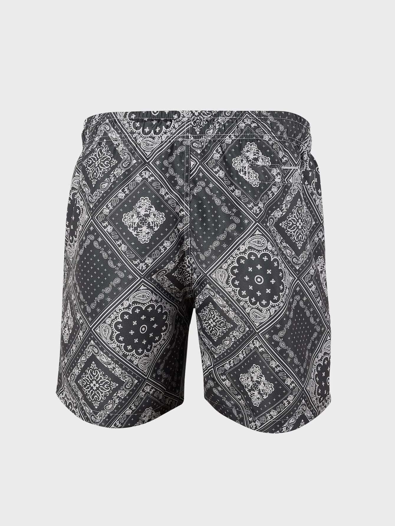 Scarf Print Swim Trunks-Waves And Trunks