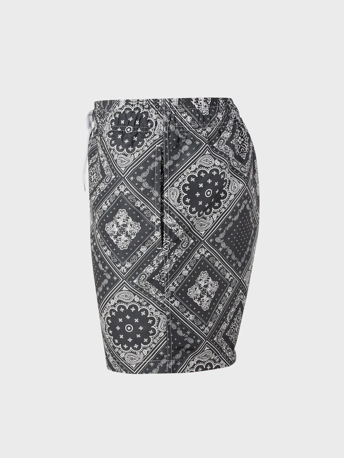 Scarf Print Swim Trunks-Waves And Trunks