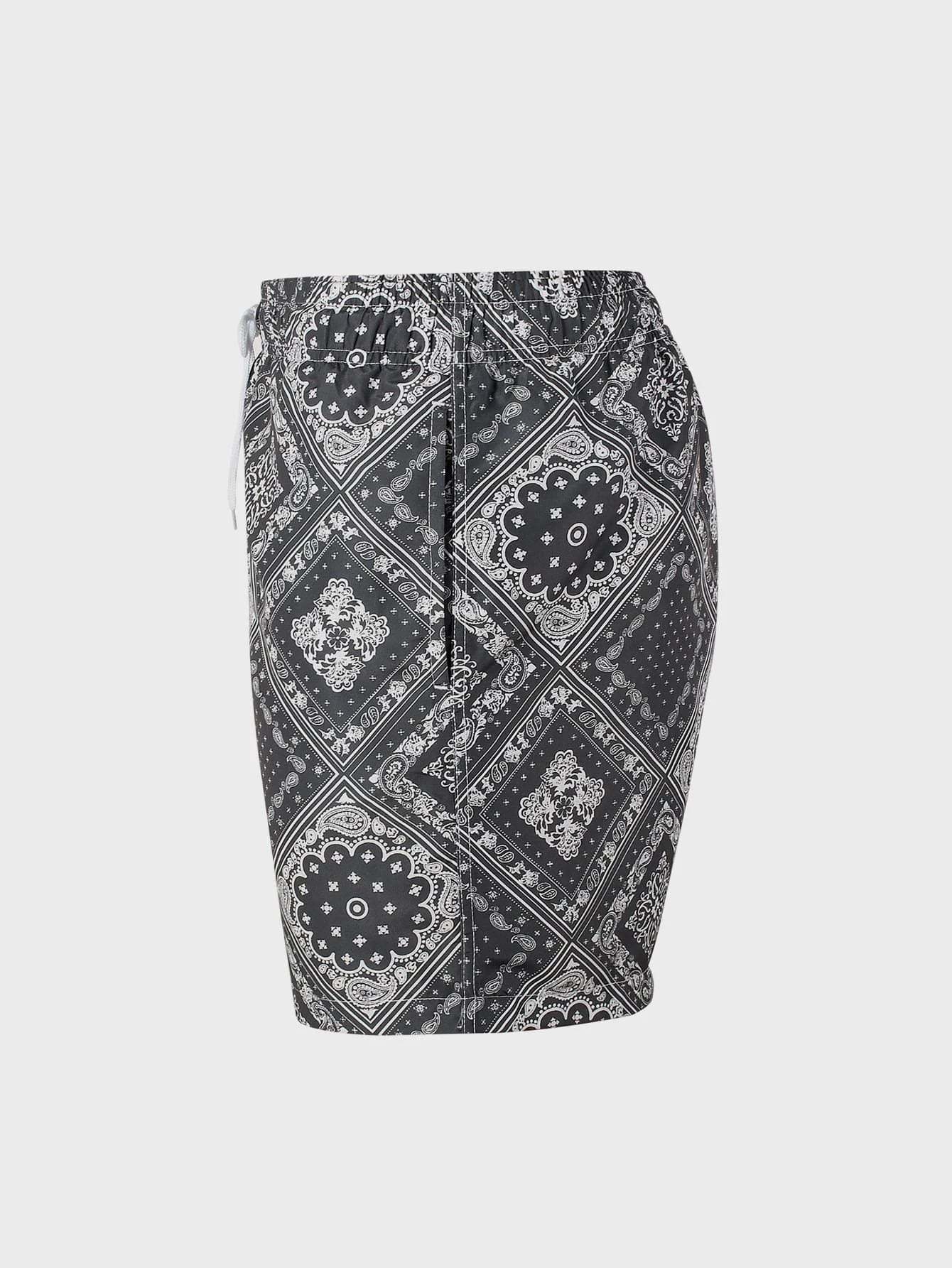 Scarf Print Swim Trunks-Waves And Trunks