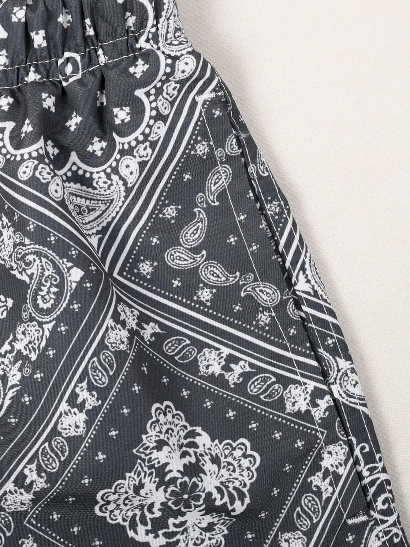 Scarf Print Swim Trunks-Waves And Trunks