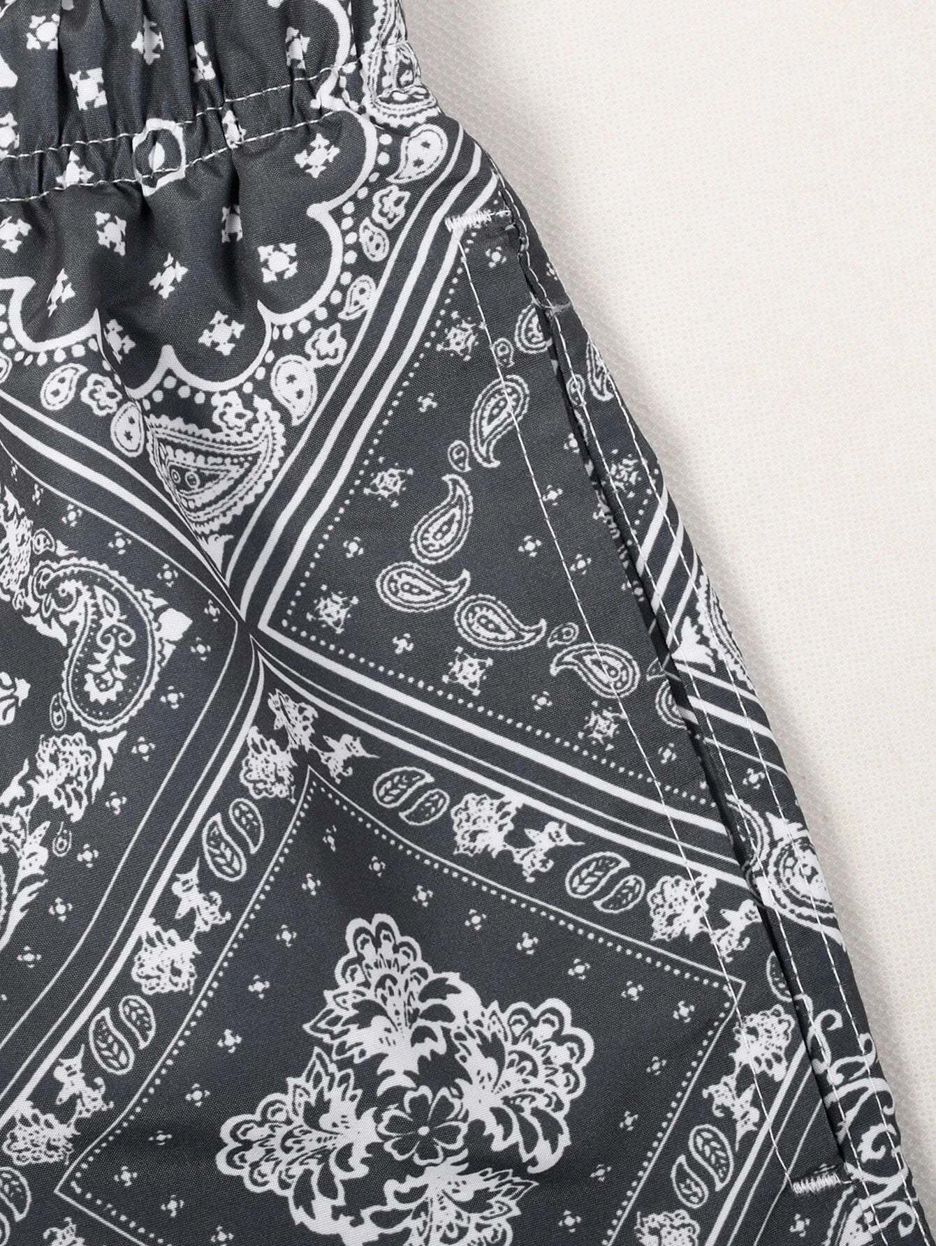 Scarf Print Swim Trunks-Waves And Trunks