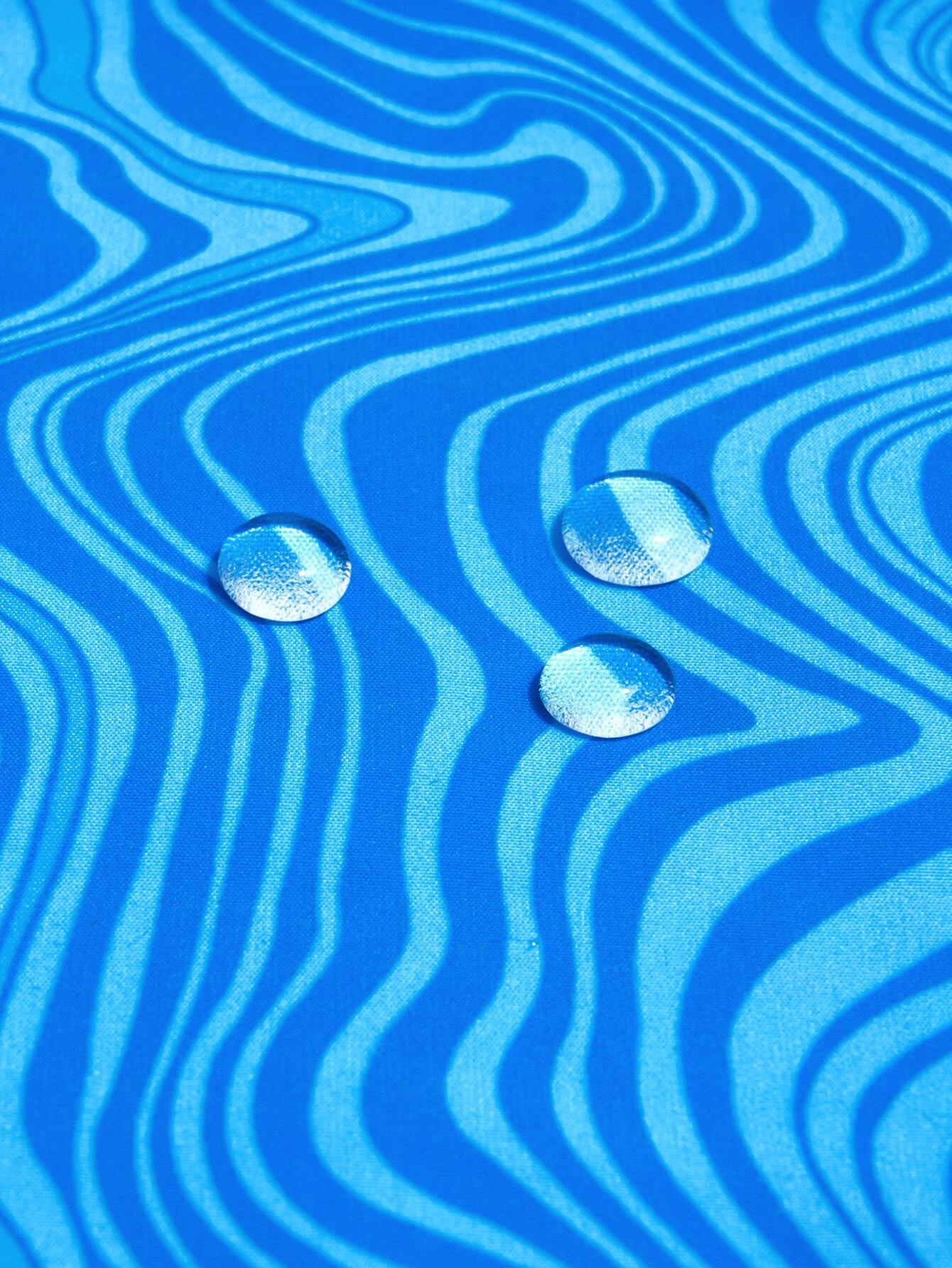 Wave Striped Patched Detail Swim Trunks-Waves And Trunks