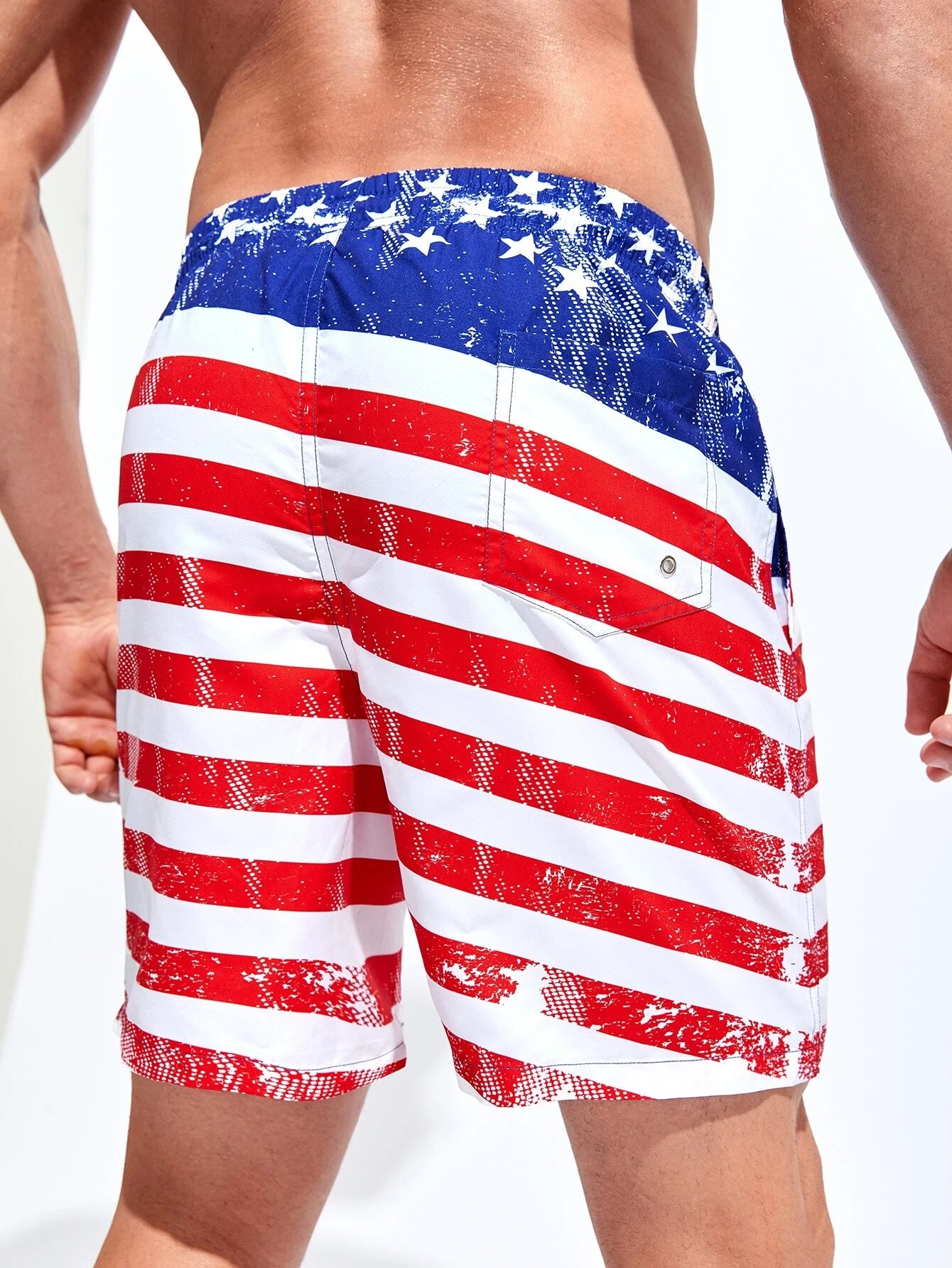 American Flag Print Swim Shorts-Waves And Trunks