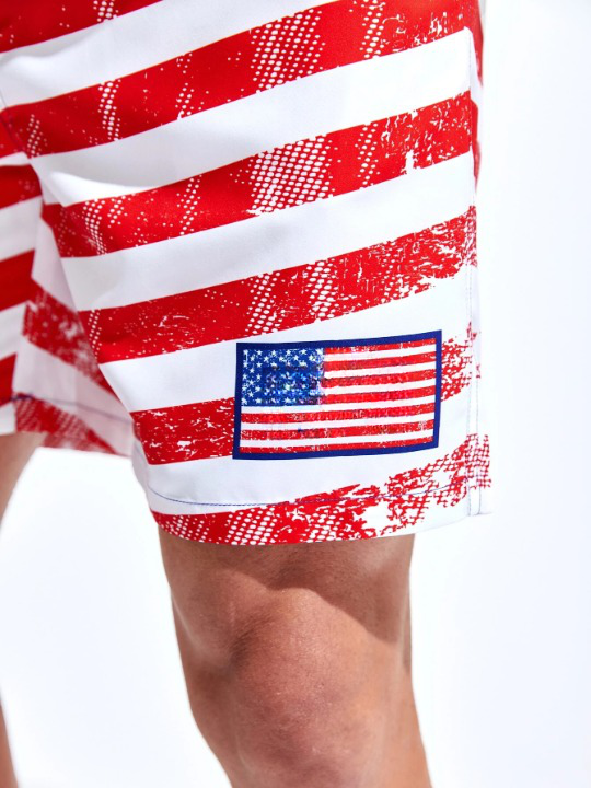 American Flag Print Swim Shorts-Waves And Trunks