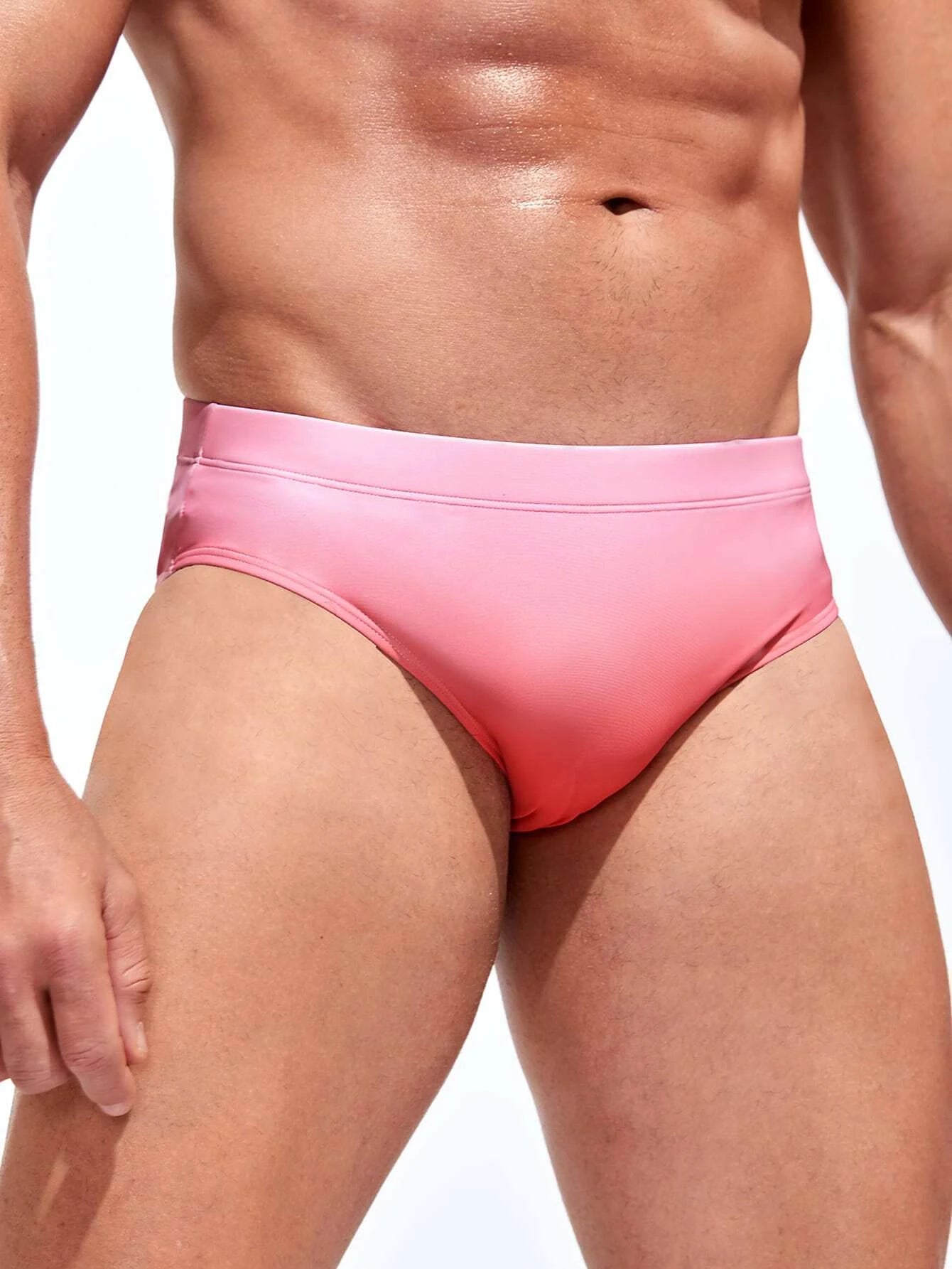 Ombre Print High Stretch Swim Brief-Waves And Trunks