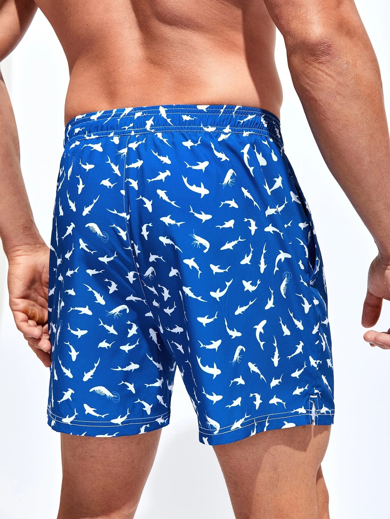 Allover Print Swim Trunks And Compression Liner-Waves And Trunks