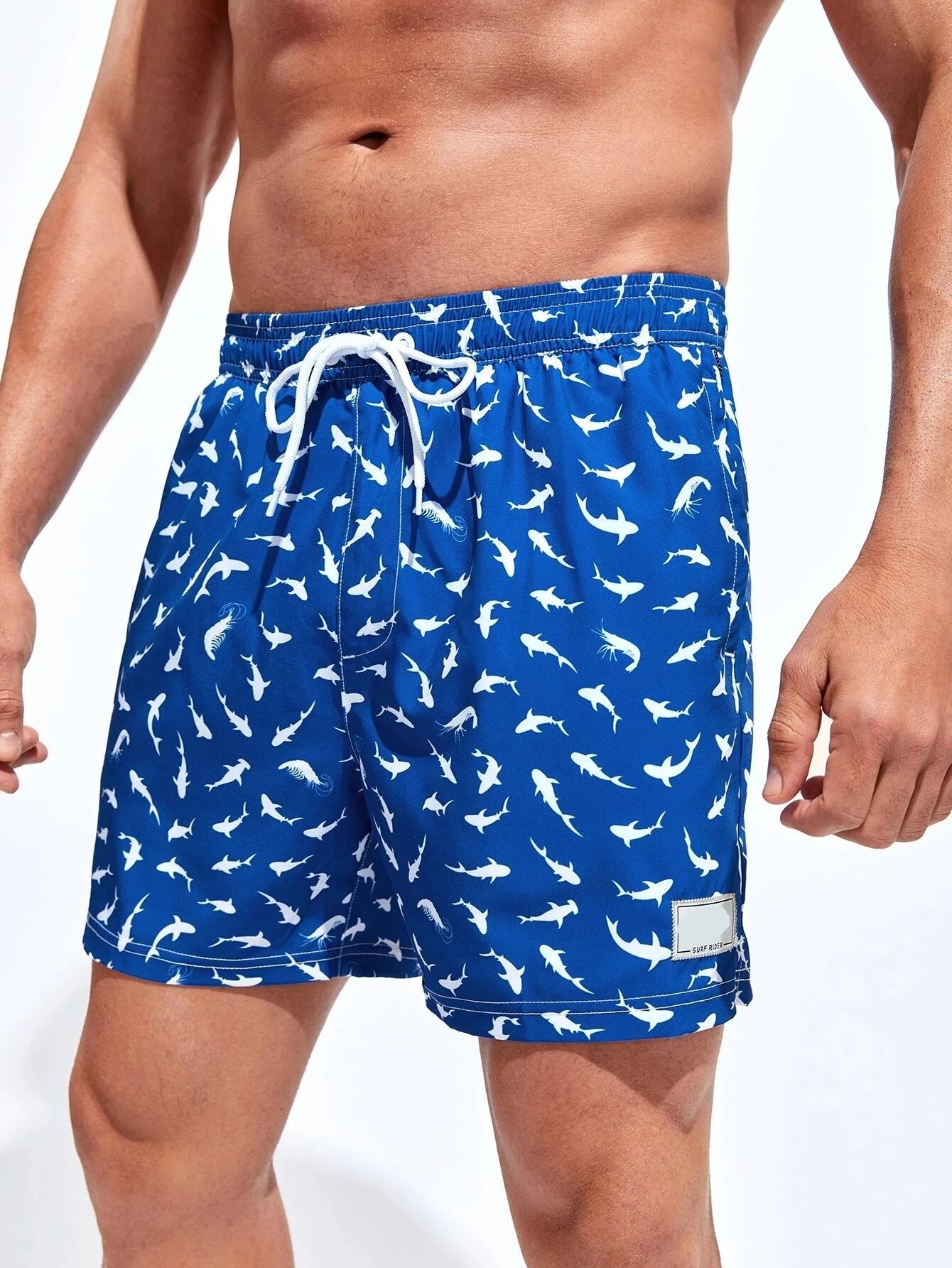 Allover Print Swim Trunks And Compression Liner-Waves And Trunks