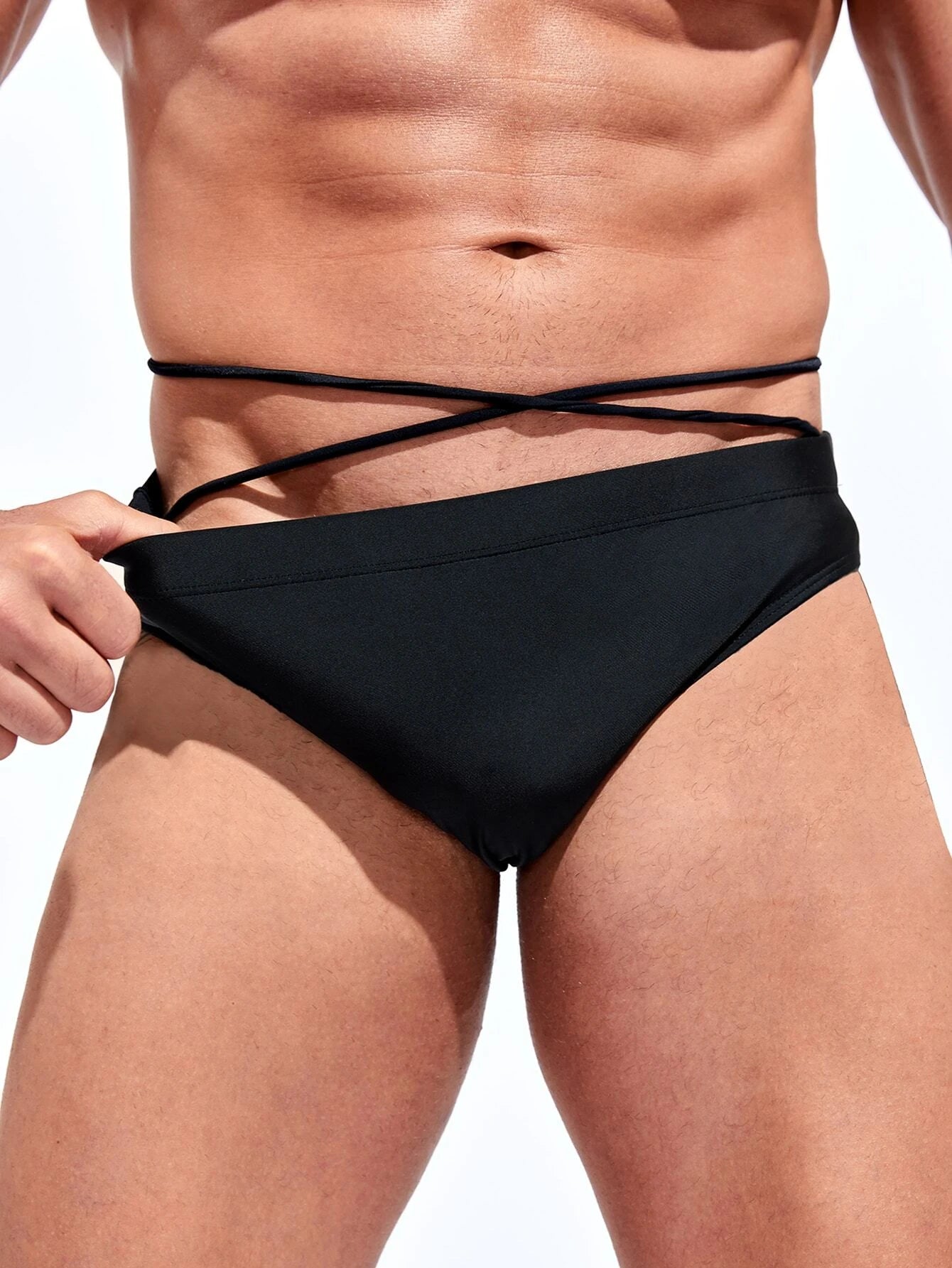 Medium Stretch Solid Color Swim Brief-Waves And Trunks