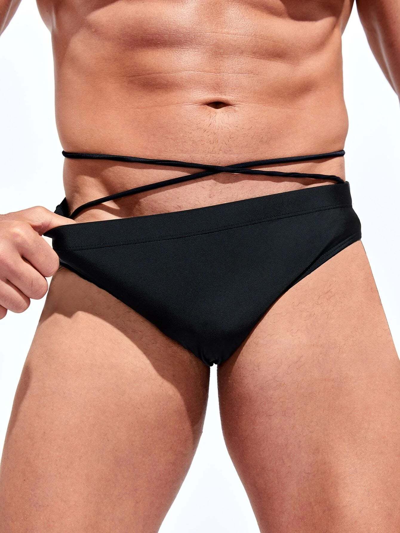 Medium Stretch Solid Color Swim Brief-Waves And Trunks