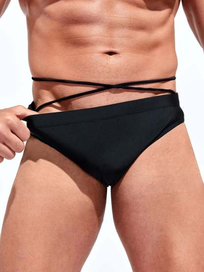 Medium Stretch Solid Color Swim Brief-Waves And Trunks