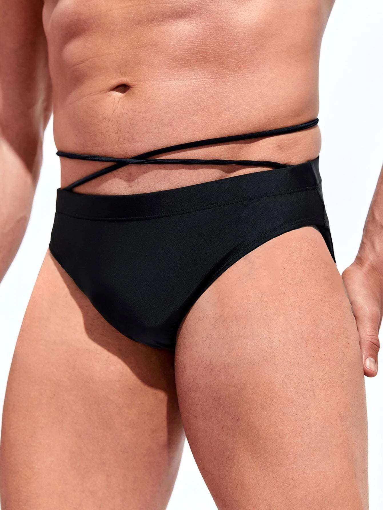 Medium Stretch Solid Color Swim Brief-Waves And Trunks