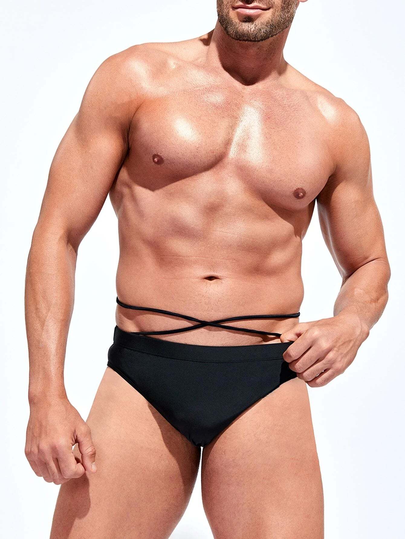 Medium Stretch Solid Color Swim Brief-Waves And Trunks
