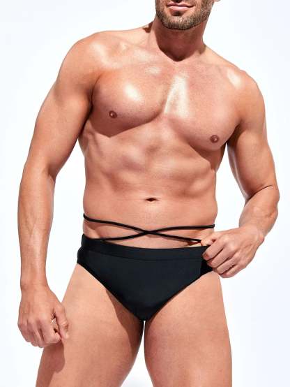Medium Stretch Solid Color Swim Brief-Waves And Trunks