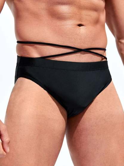 Medium Stretch Solid Color Swim Brief-Waves And Trunks