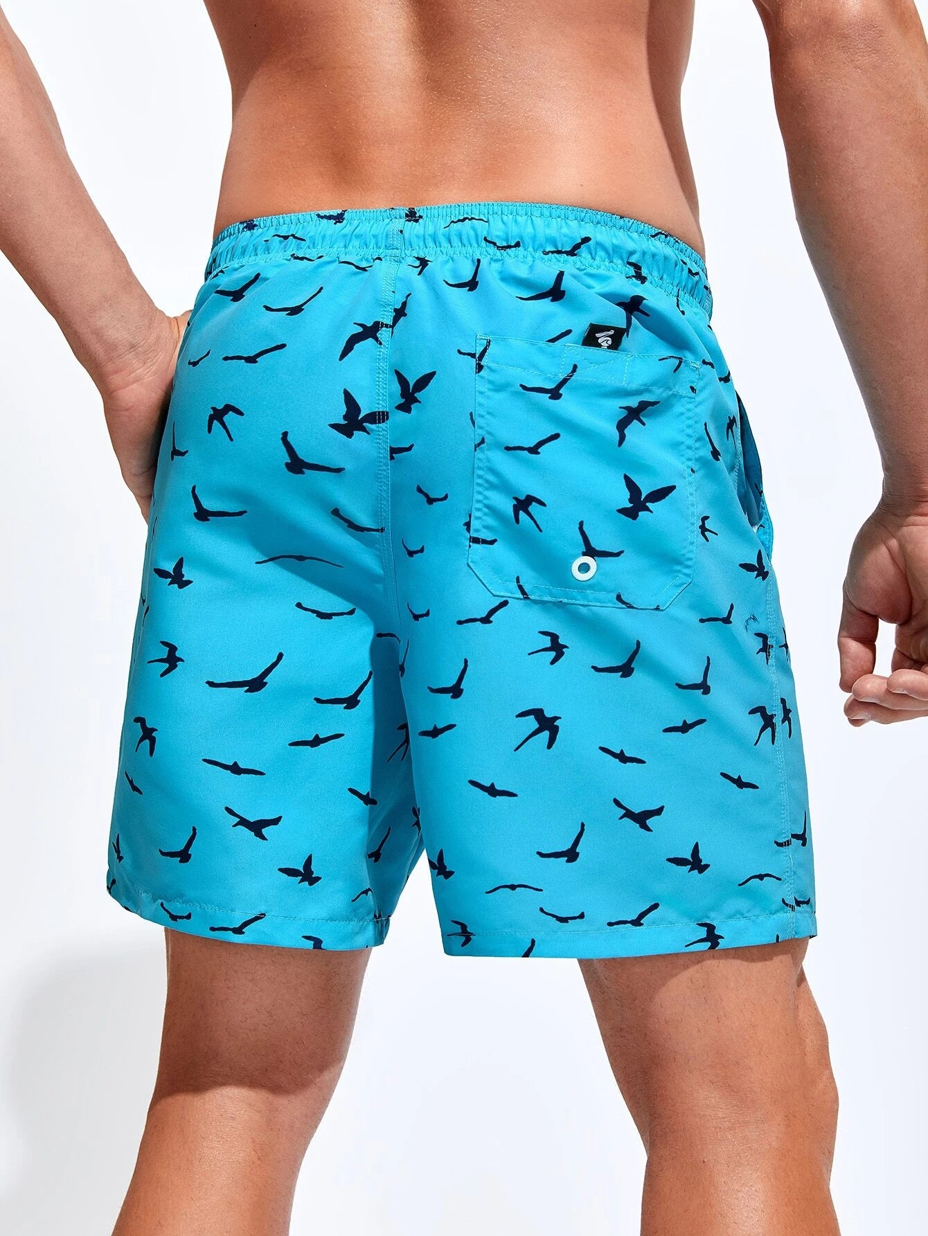 Patched All Over Print Drawstring Pocket Shorts-Waves And Trunks