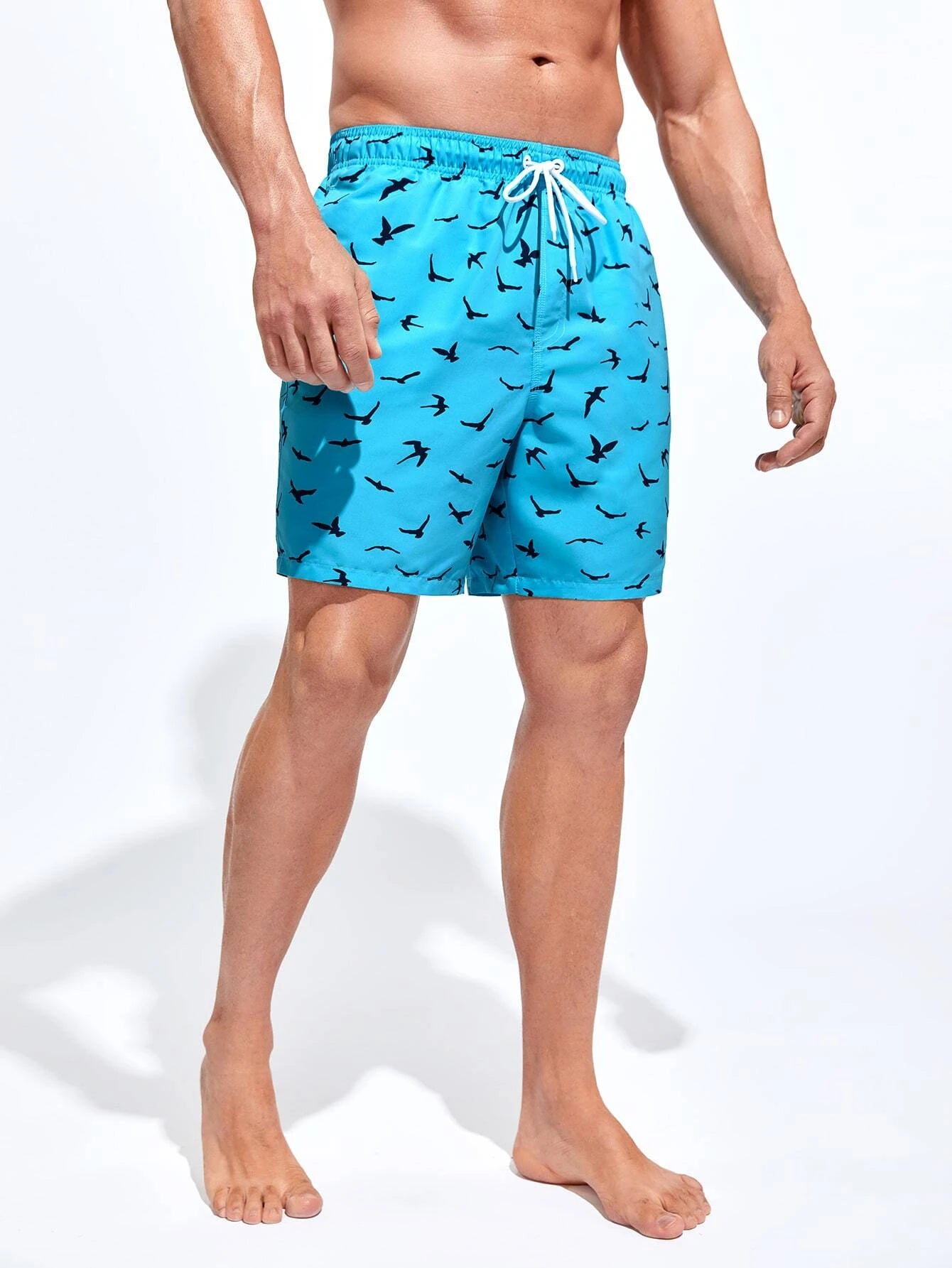 Patched All Over Print Drawstring Pocket Shorts-Waves And Trunks