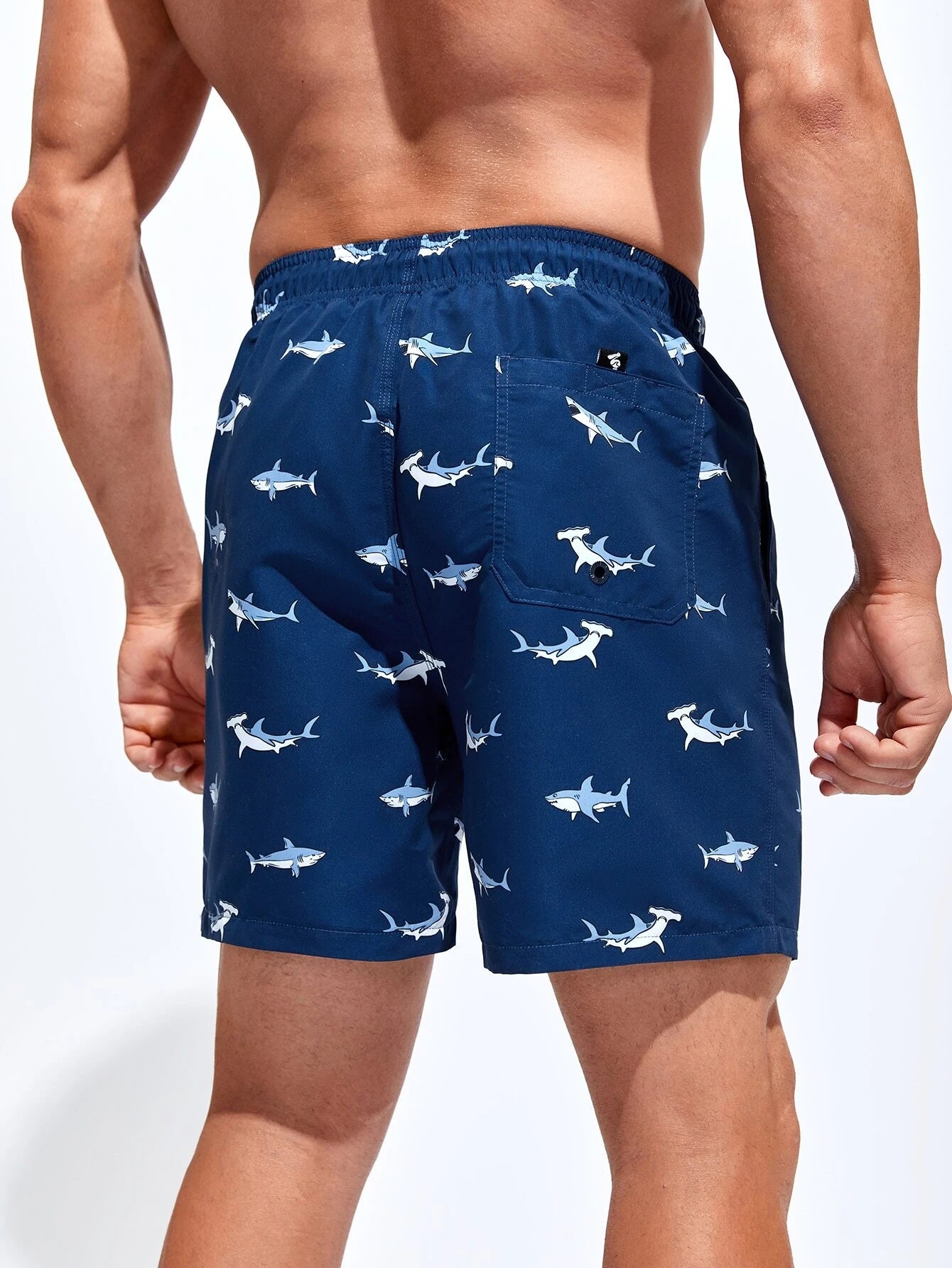 Shark Print Swim Trunks-Waves And Trunks