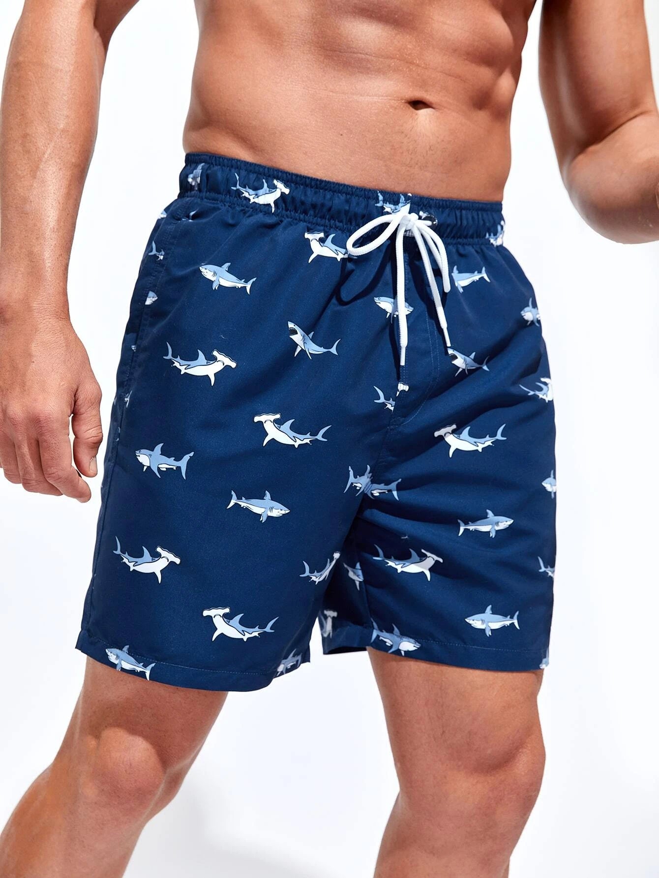 Shark Print Swim Trunks-Waves And Trunks
