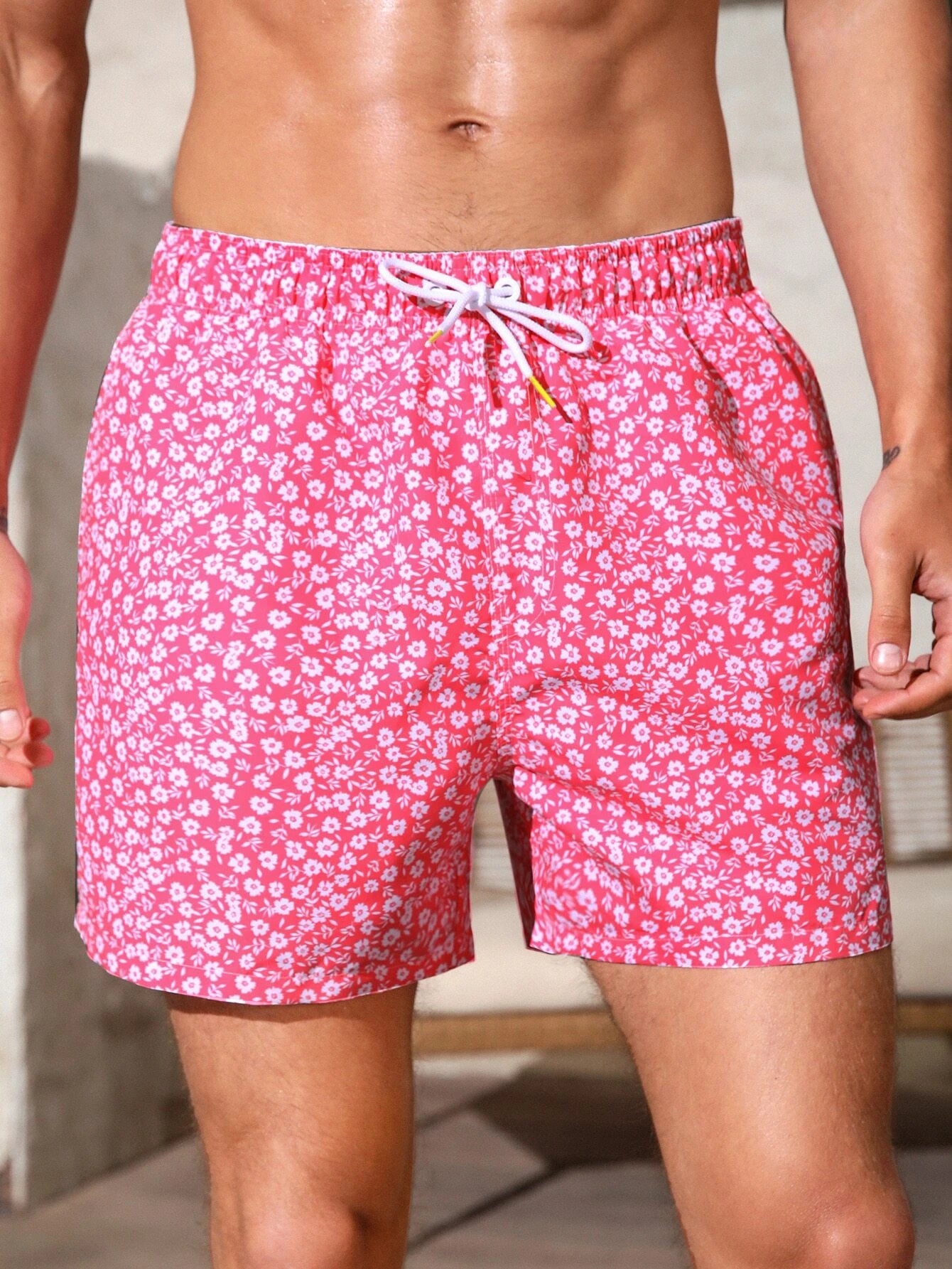Letter Patched Detail Swim Trunks-Waves And Trunks