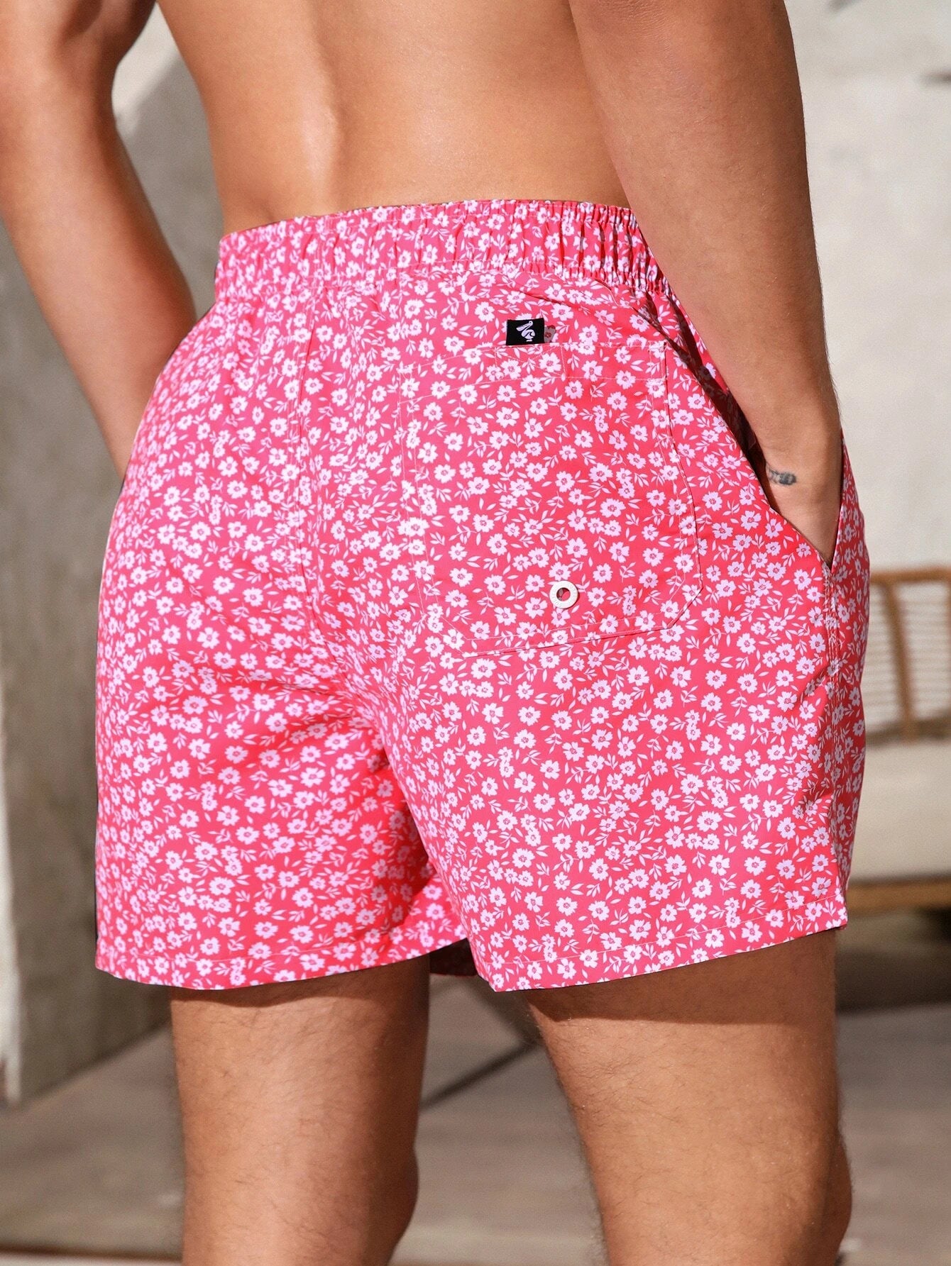 Letter Patched Detail Swim Trunks-Waves And Trunks