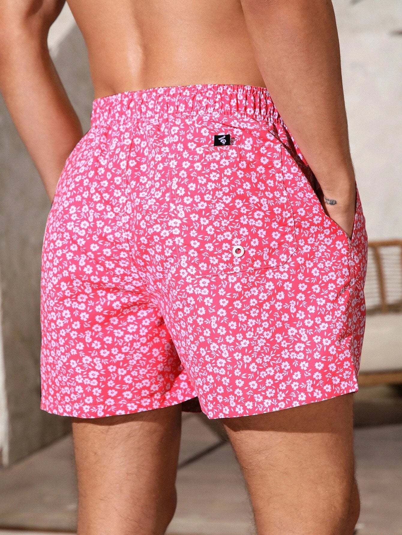 Letter Patched Detail Swim Trunks-Waves And Trunks