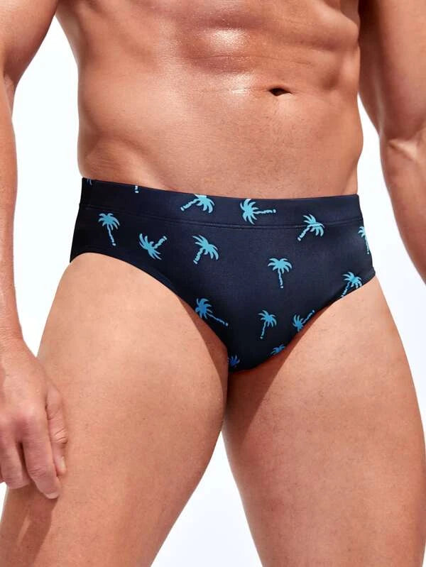 Exotic Tropical Print Swim Brief-Waves And Trunks