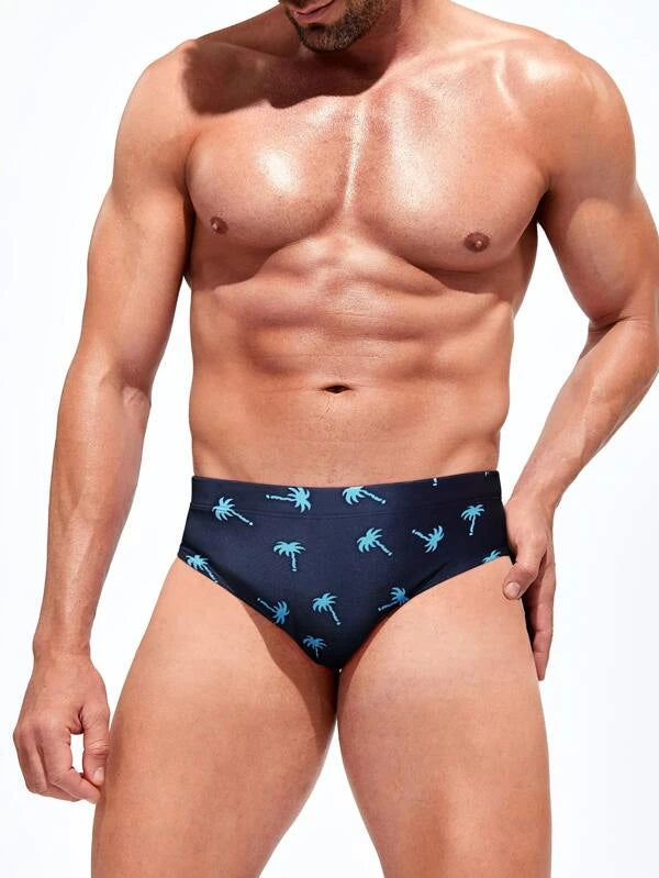 Exotic Tropical Print Swim Brief-Waves And Trunks