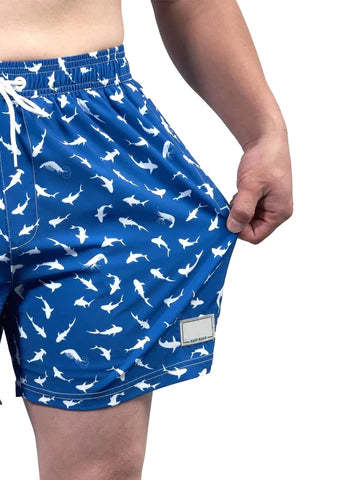 Allover Print Drawstring Waist Slight Stretch Swim Trunks-Waves And Trunks
