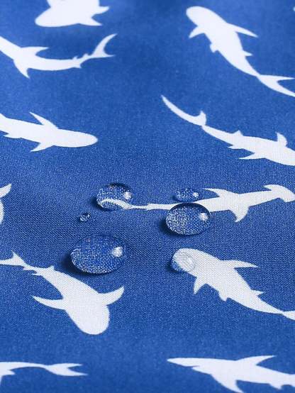 Allover Print Swim Trunks And Compression Liner-Waves And Trunks