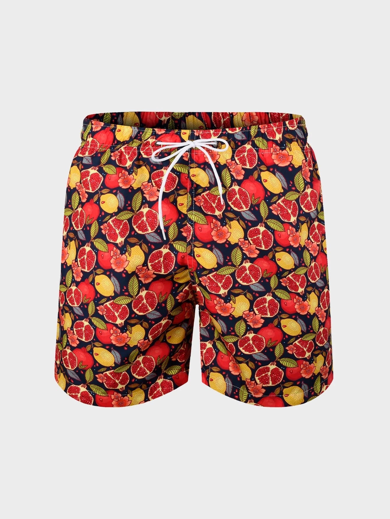 Lemon And Pomegranate Print Swim Trunks-Waves And Trunks