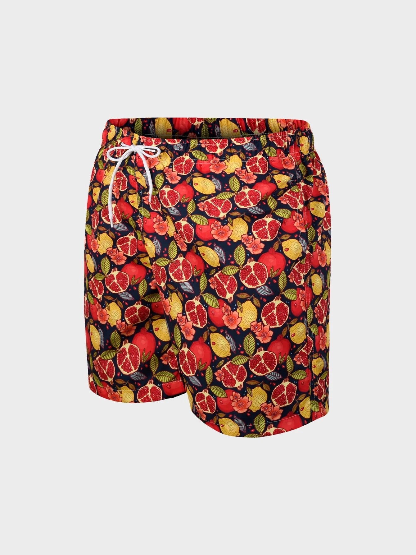Lemon And Pomegranate Print Swim Trunks-Waves And Trunks