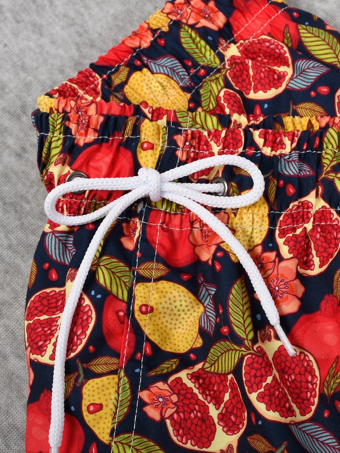 Lemon And Pomegranate Print Swim Trunks-Waves And Trunks