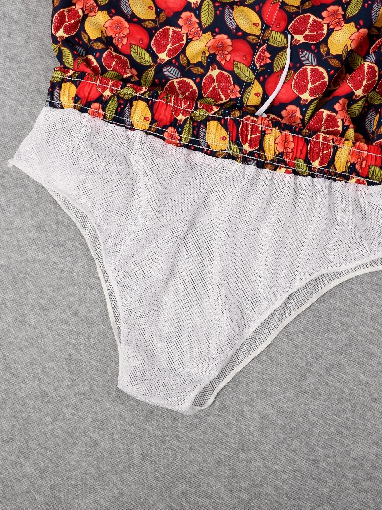 Lemon And Pomegranate Print Swim Trunks-Waves And Trunks