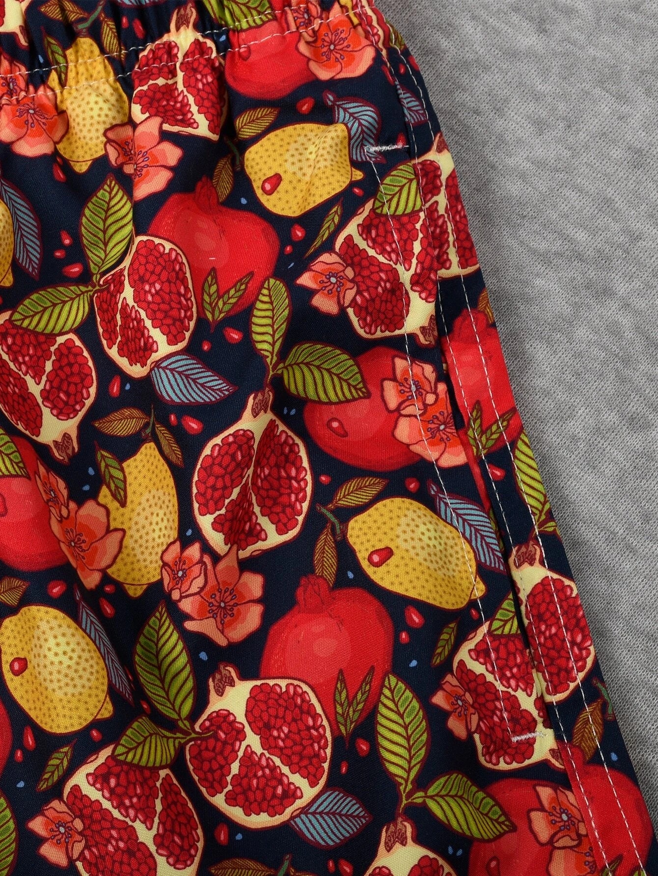 Lemon And Pomegranate Print Swim Trunks-Waves And Trunks