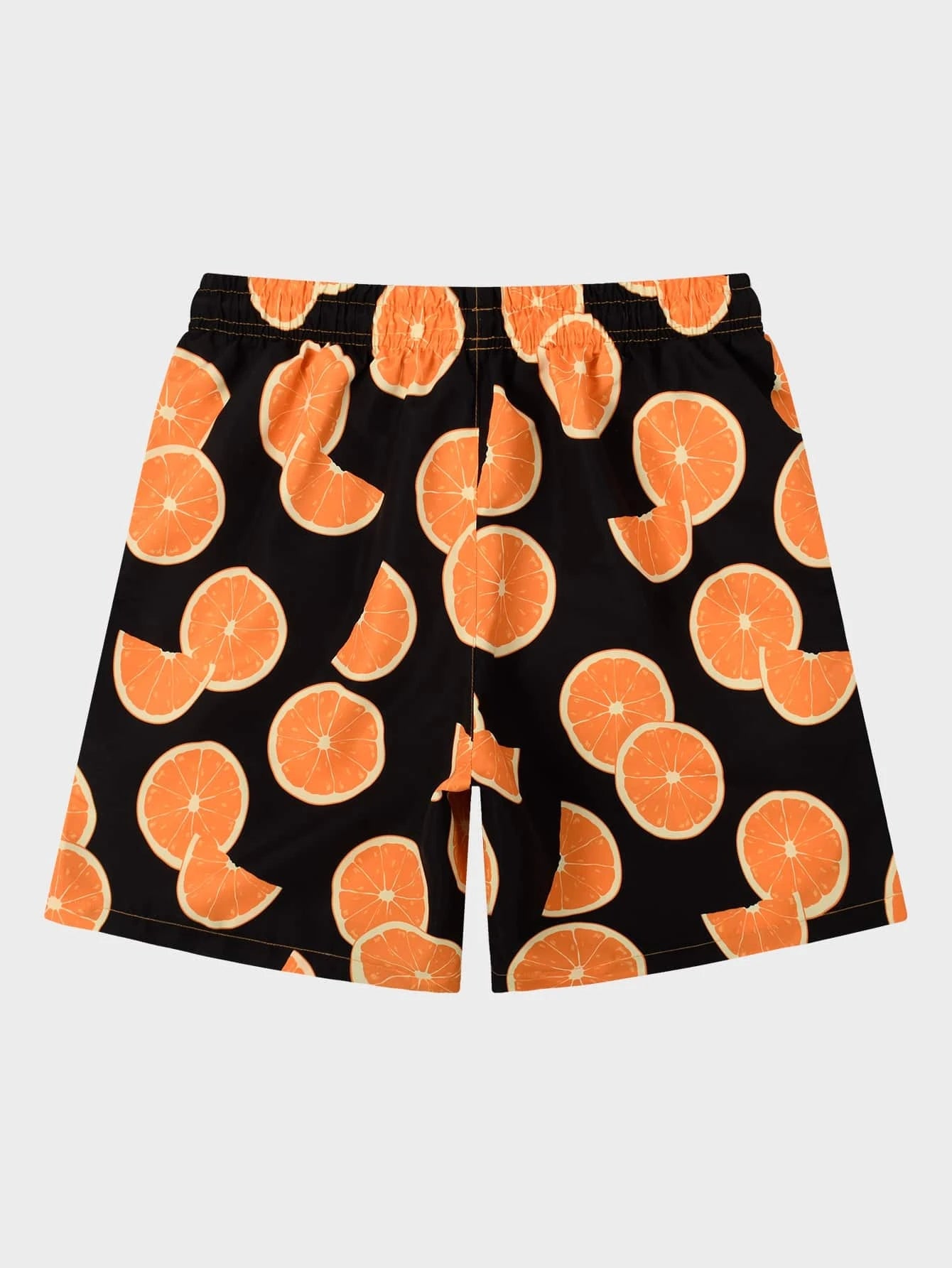 Orange Print Drawstring Swim Trunks-Waves And Trunks