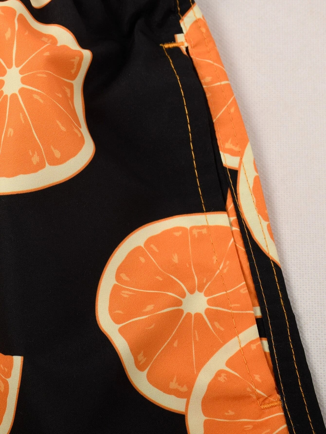 Orange Print Drawstring Swim Trunks-Waves And Trunks