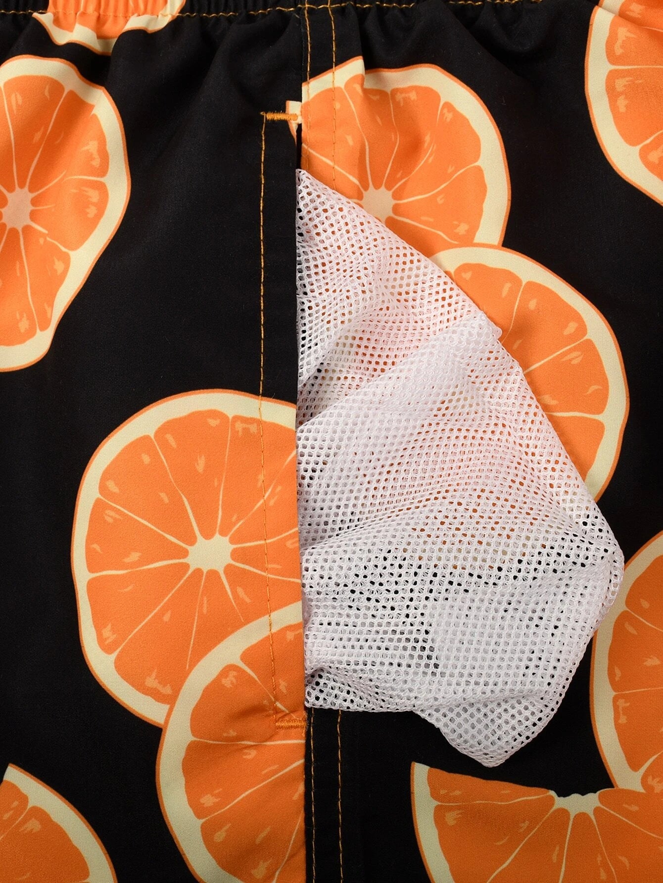 Orange Print Drawstring Swim Trunks-Waves And Trunks