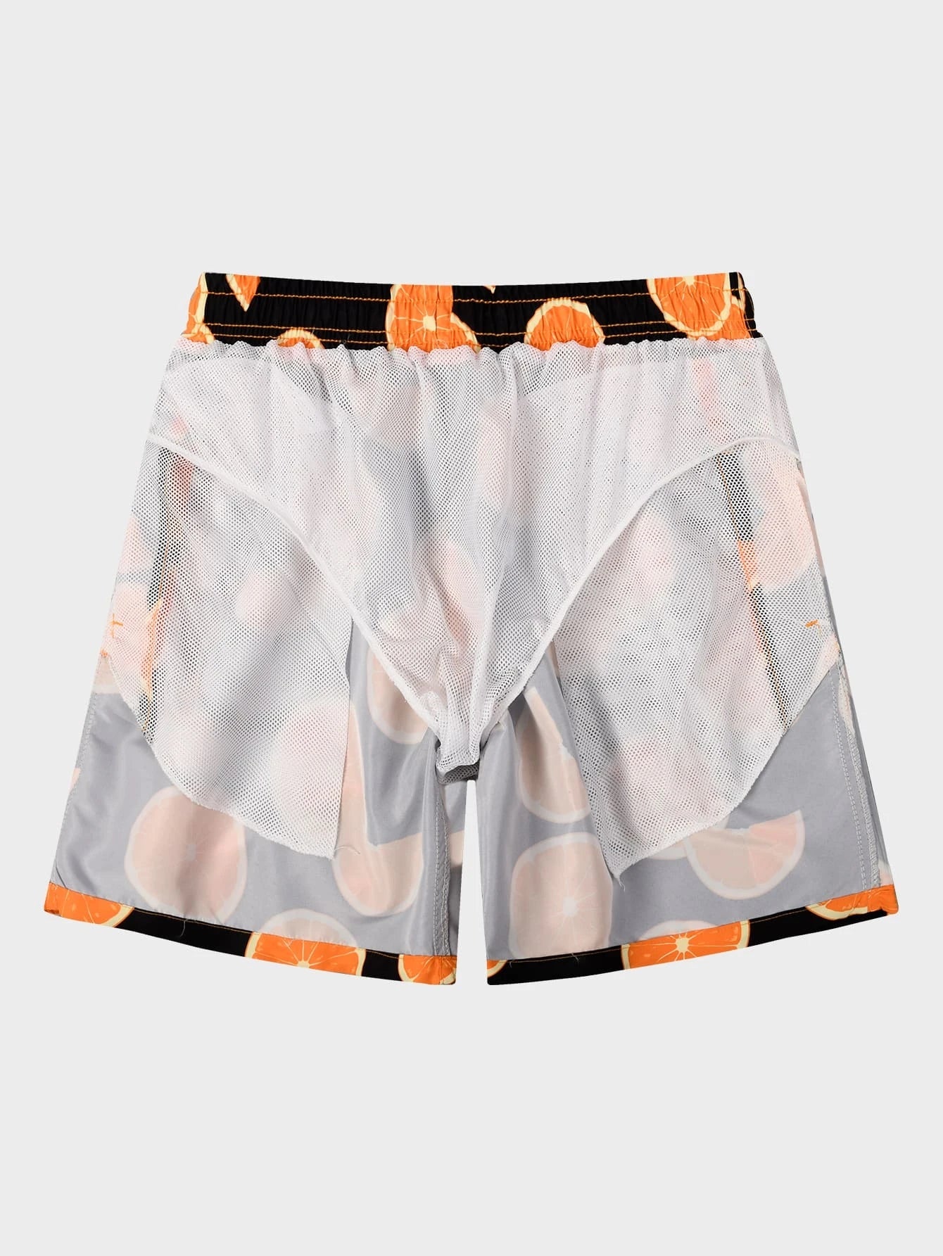 Orange Print Drawstring Swim Trunks-Waves And Trunks