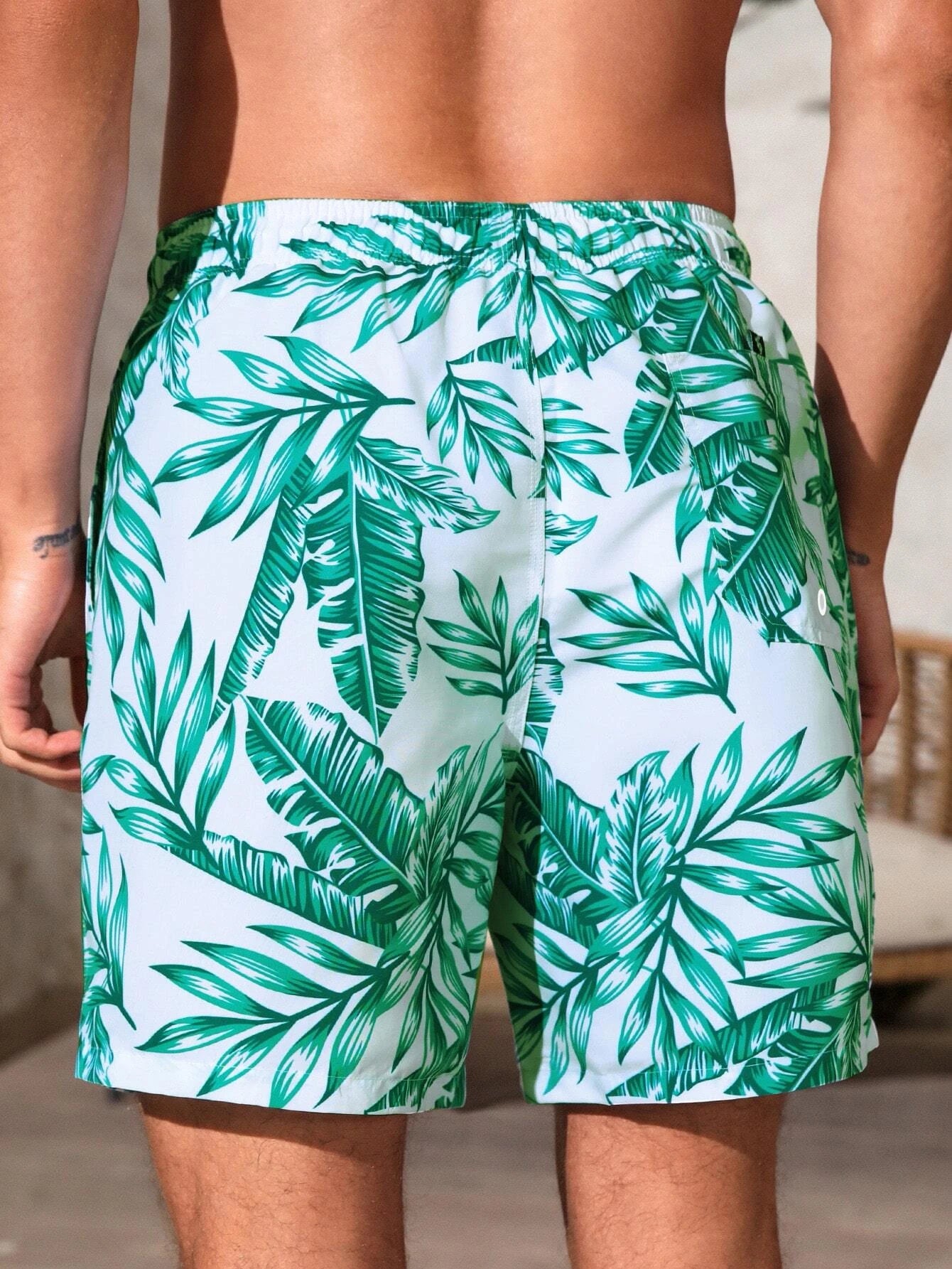 Stylish Tropical Swim Trunks-Waves And Trunks