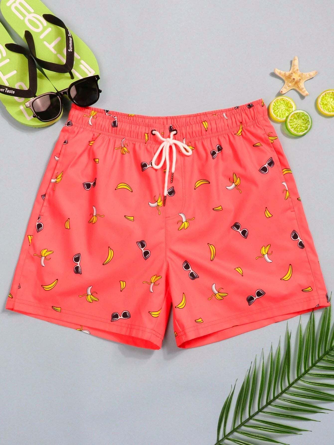 Banana Print Swim Trunks-Waves And Trunks
