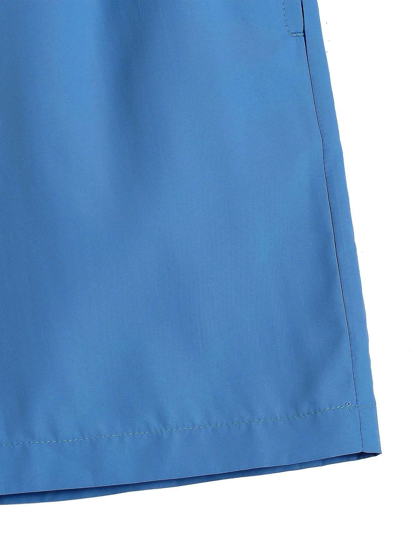 Solid Colored Waist Swim Trunks-Waves And Trunks