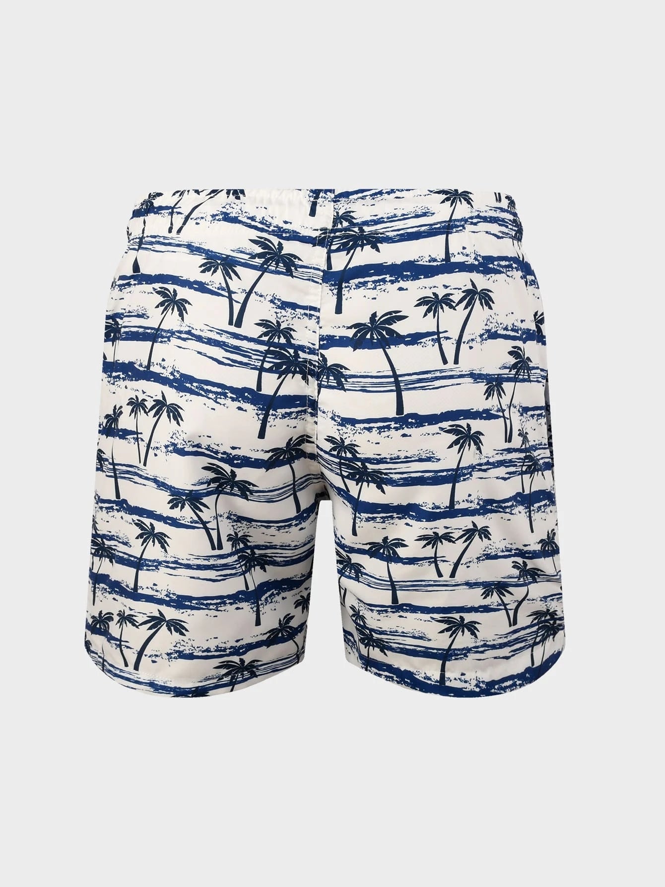 Tropical Print Drawstring Waist Swim Shorts-Waves And Trunks