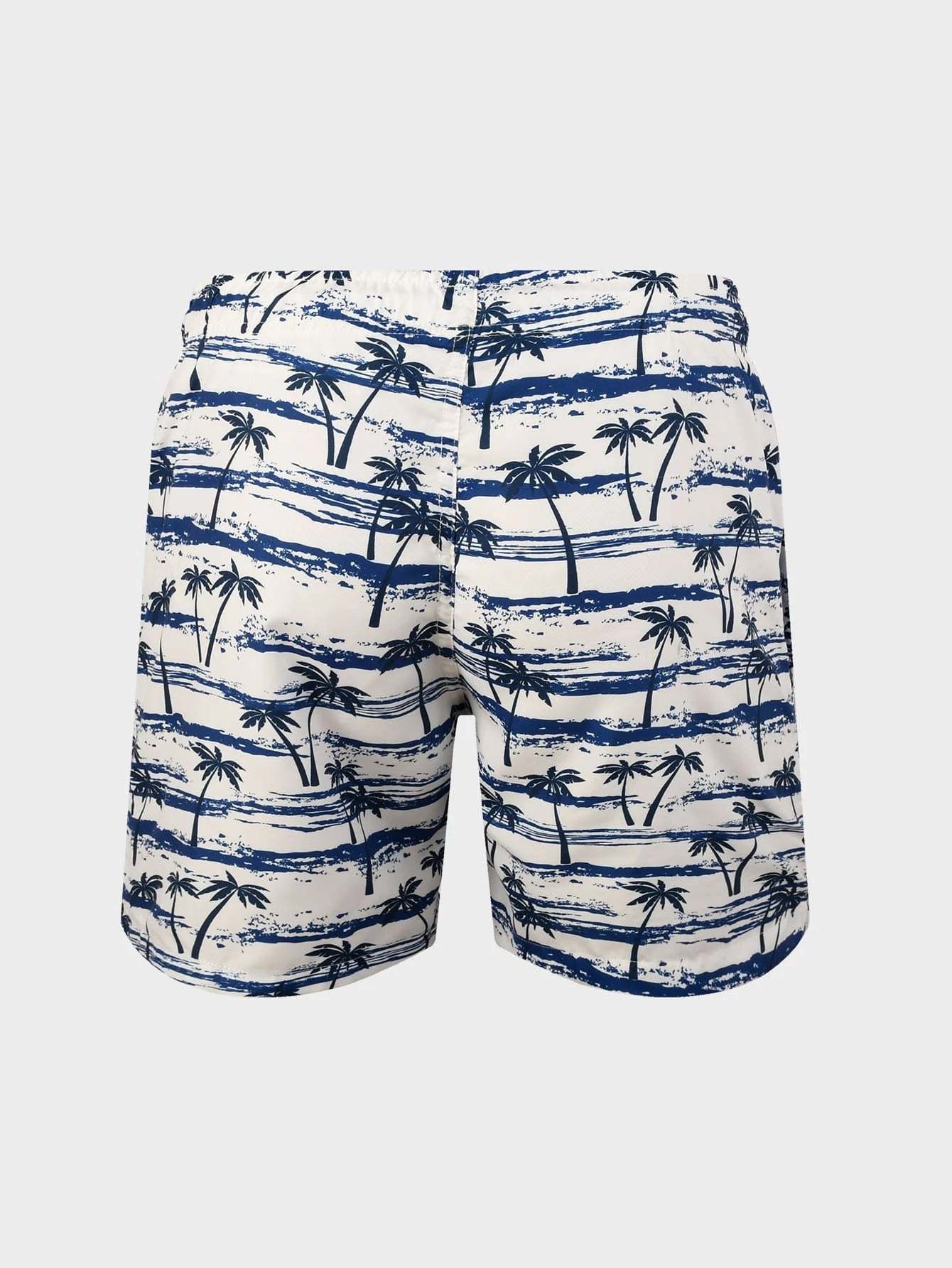 Tropical Print Drawstring Waist Swim Shorts-Waves And Trunks