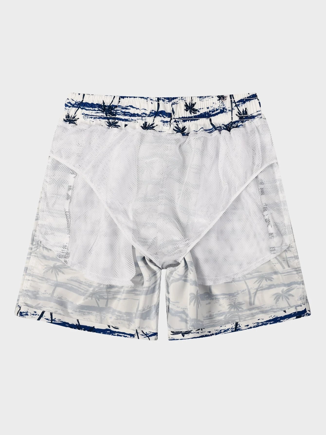 Tropical Print Drawstring Waist Swim Shorts-Waves And Trunks