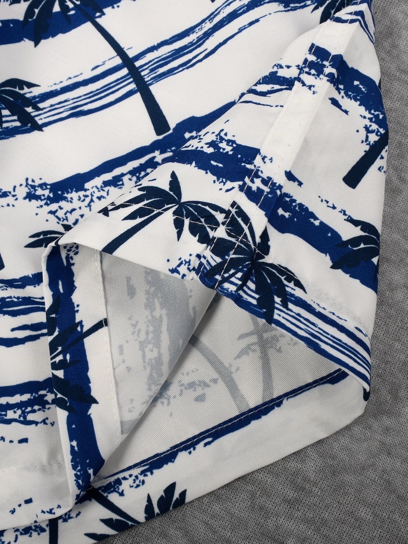 Tropical Print Drawstring Waist Swim Shorts-Waves And Trunks