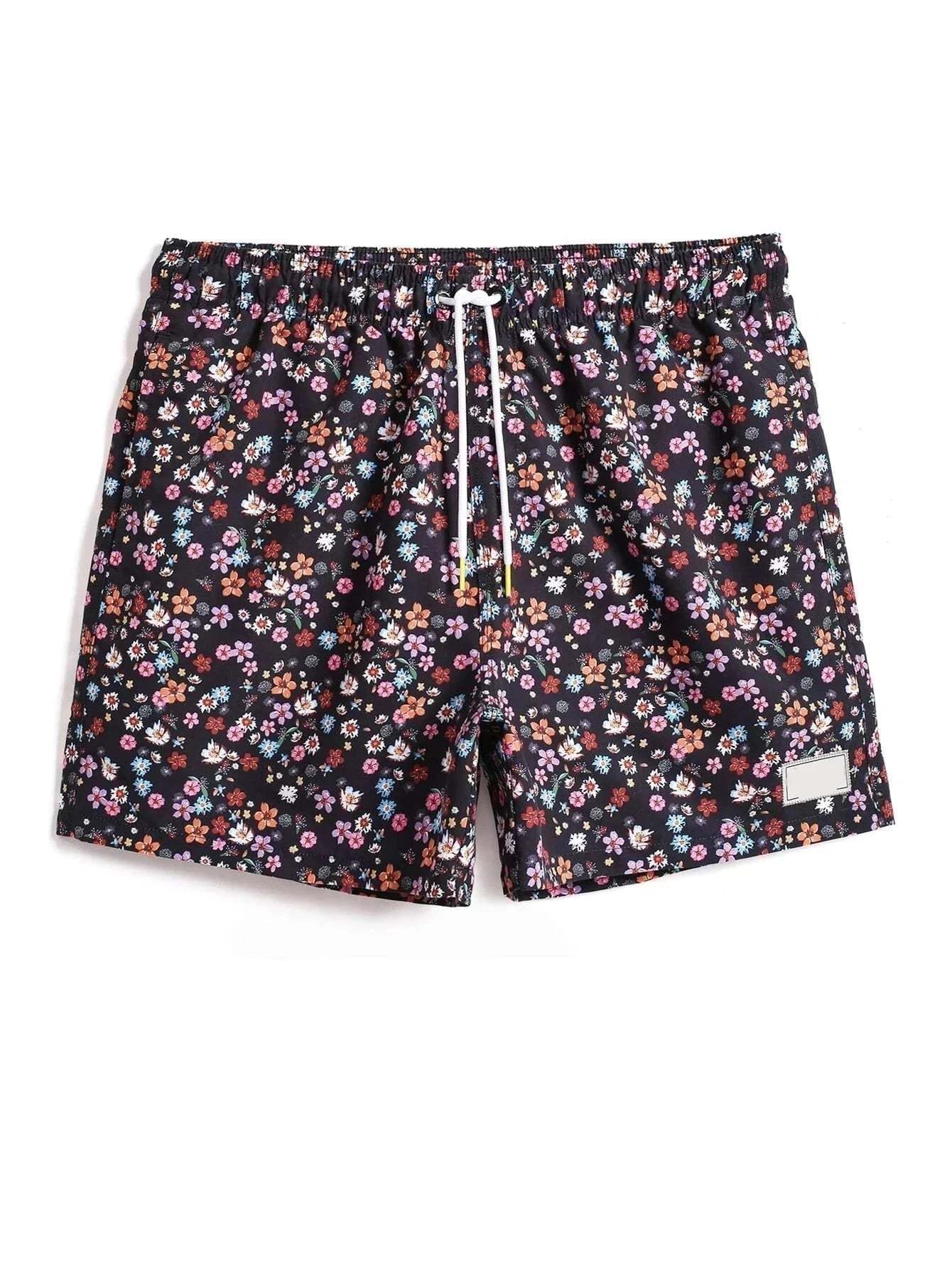 Ditsy Floral Drawstring Swim Trunks-Waves And Trunks